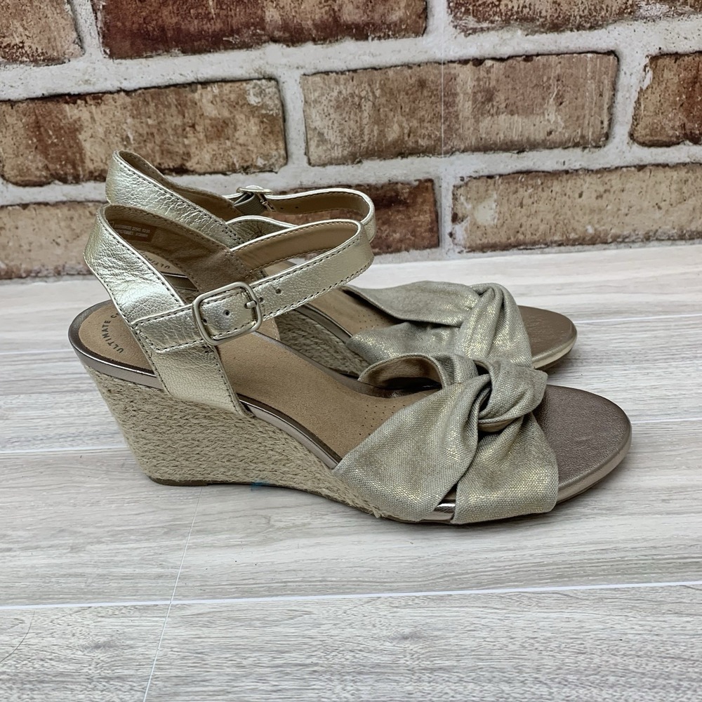 Clarks Women's Margee‎ Beth Wedge Sandals 7.5M Natural Leather Espadrille NWOB